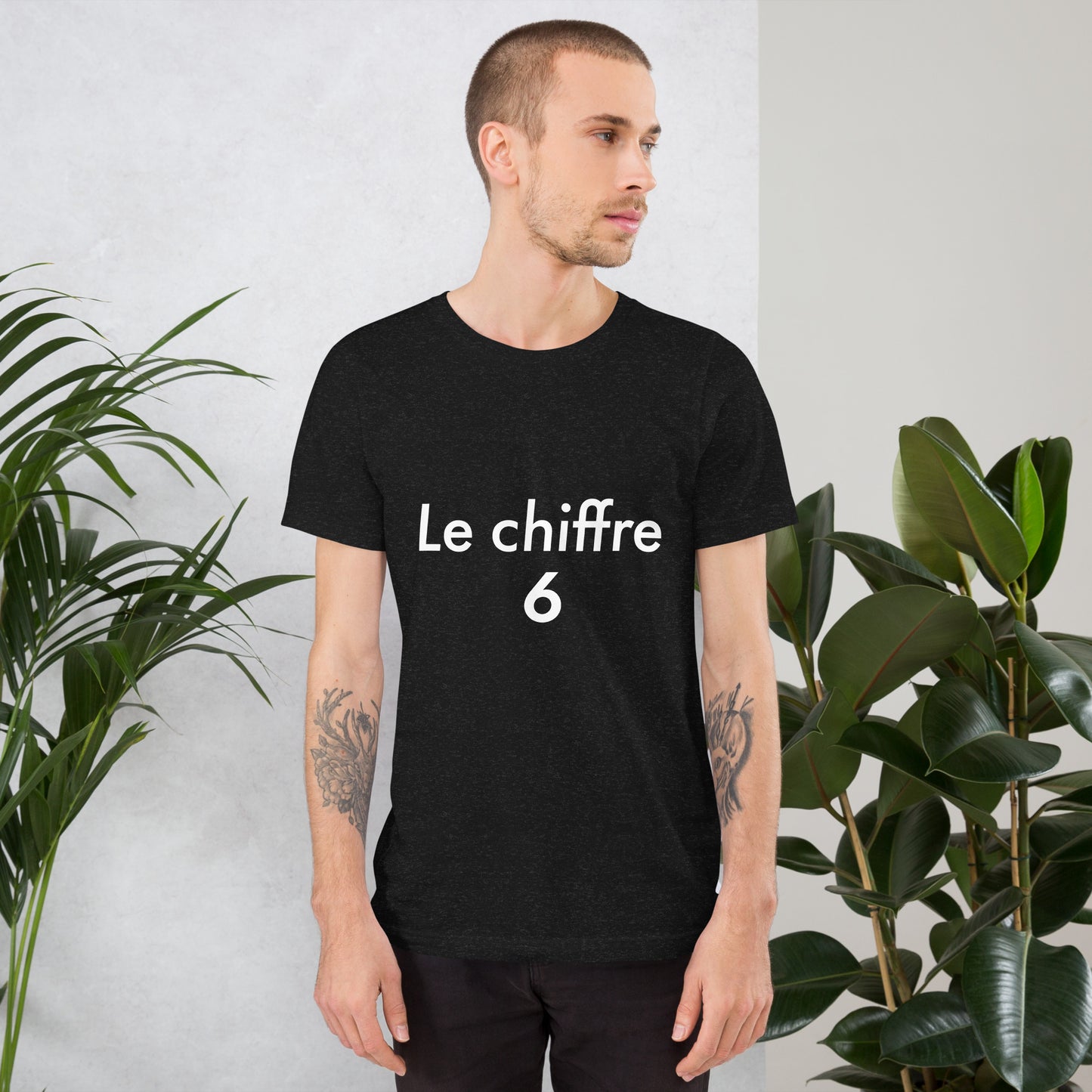 T-shirt "Le chiffre 6" - Noir chiné